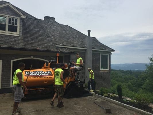 Crew with paving machine in Hudson Valley