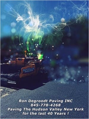 Professional paving crew at work