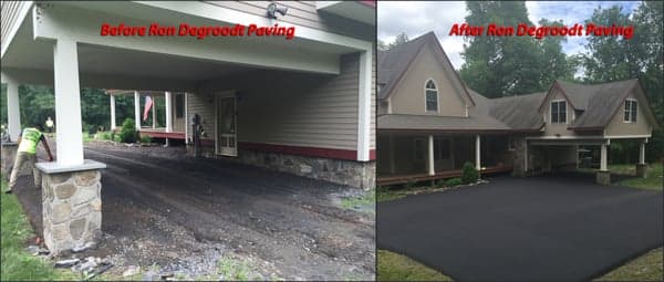Freshly paved parking lot